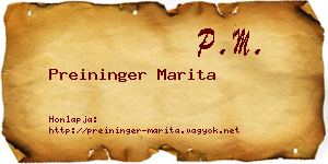Preininger Marita névjegykártya